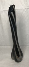 BEAUTIFUL VINTAGE GENUINE HAND BLOWN ART GLASS BUD VASE BLACK ORANGE SWIRL