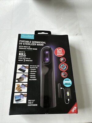NuvoMed Portable Germicidal  Sterilizer Wand & 2000mAh Power Bank - Black