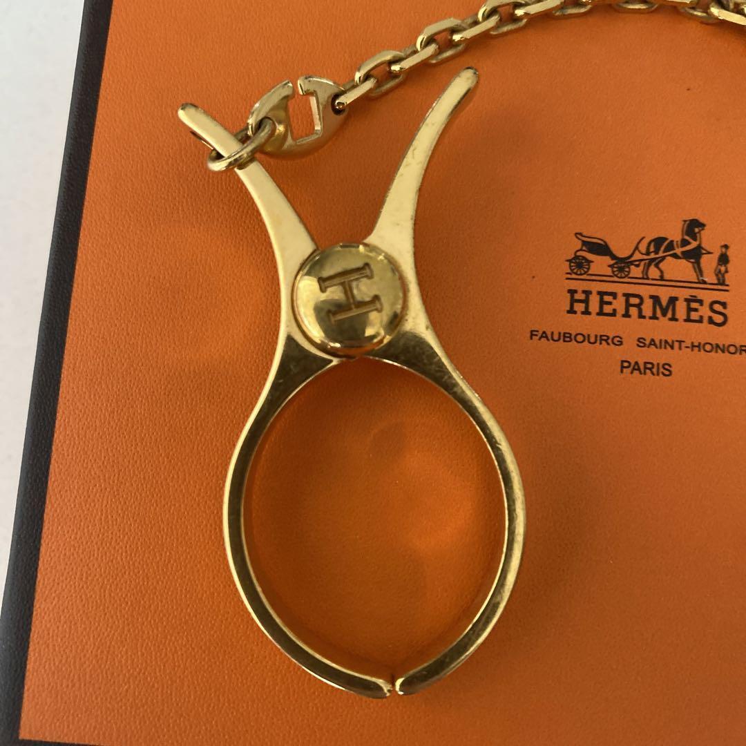 Hermes Glove Holder Filou Key Chain Bag Charm Gloves Clip Gold