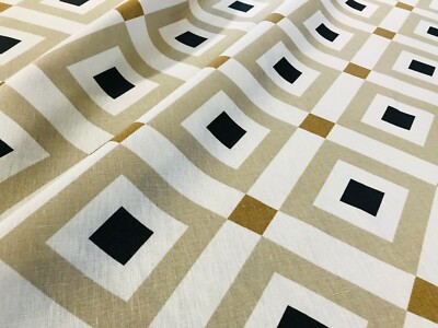 KRAVET / JONATHAN ADLER SAFARI ''VIONNET'' GEOMETRIC DIAMOND LINEN PRINT FABRIC