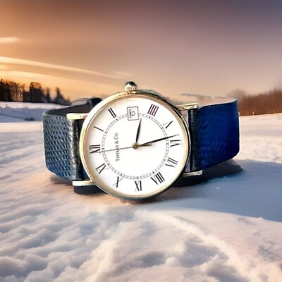 Tiffany & Co 14K Gold Portfolio White Dial Date Roman Tiffany & Co 14K Gold Portfolio White Dial Date Roman
