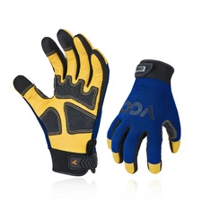 Vgo 2 Pairs Pig Leather Mechanics Work Gloves,Anti-Vibration, Rigger (PA7726)