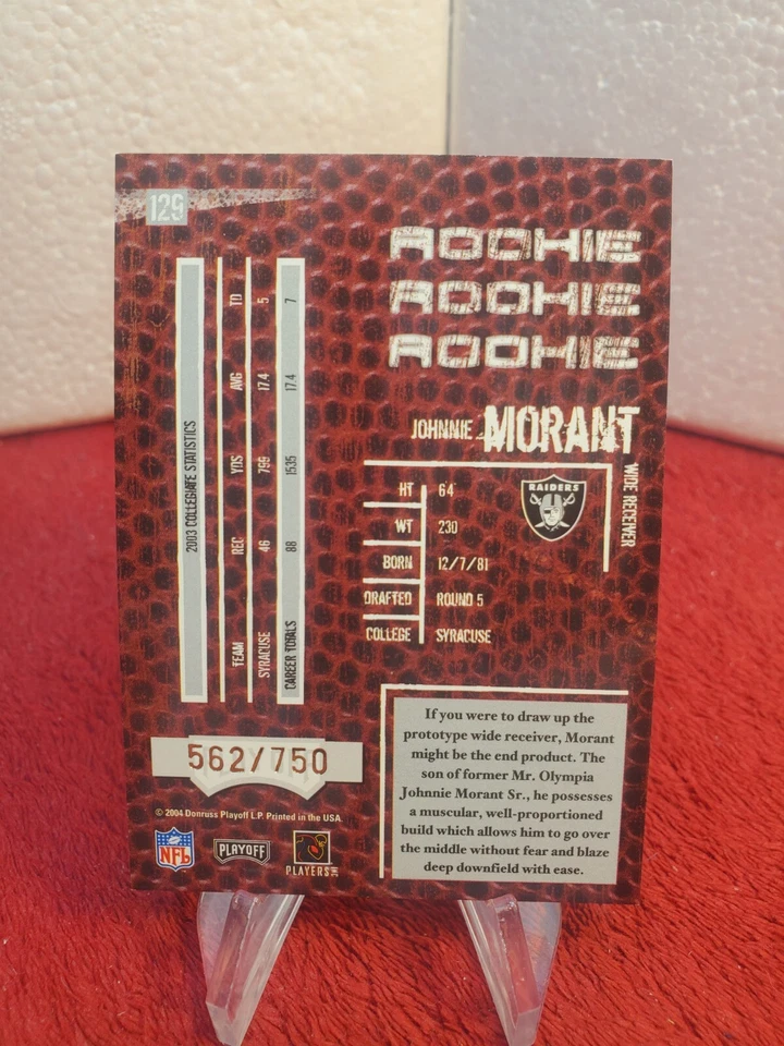 2004 Hogg Heaven ROOKIE #/750 Johnnie Morant Oakland Raiders  - Image 3 of 3