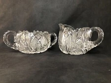 Lovely American Brilliant Cut Glass Creamer and Sugar Bowl Set