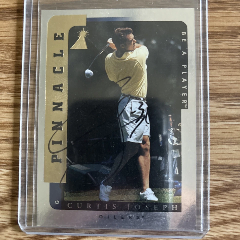 Pinnacle Curtis Joseph 1999-97 automático raro Be A Player NHL Golf Auto Engrasadores Azules Foto 3 de 3