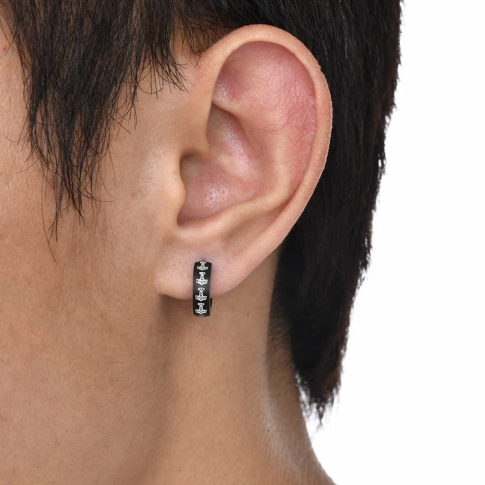 Pendientes Vikingos Vnox para Hombres Niños, Hip Hop Punk Acero Inoxidable Aro Huggie Foto 4 de 4