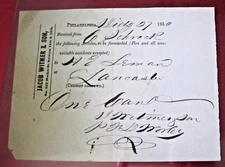 July 27, 1850 Receipt- One Can of Oil Sold To Henry W Leman for gun work