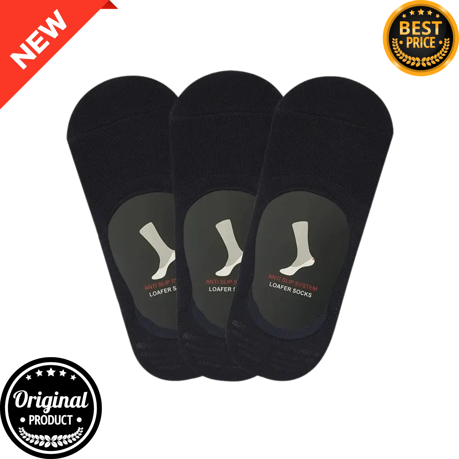 Balenzia Men's Black Cotton No Show Socks Breathable Cushioned Comfort-image