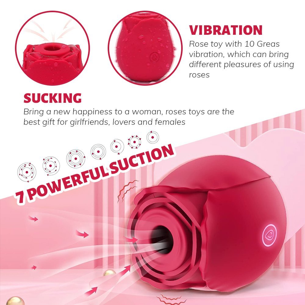 Pink Rose Clit G Spot Vibrator with Oral Suction for Intense Female Orgasm  