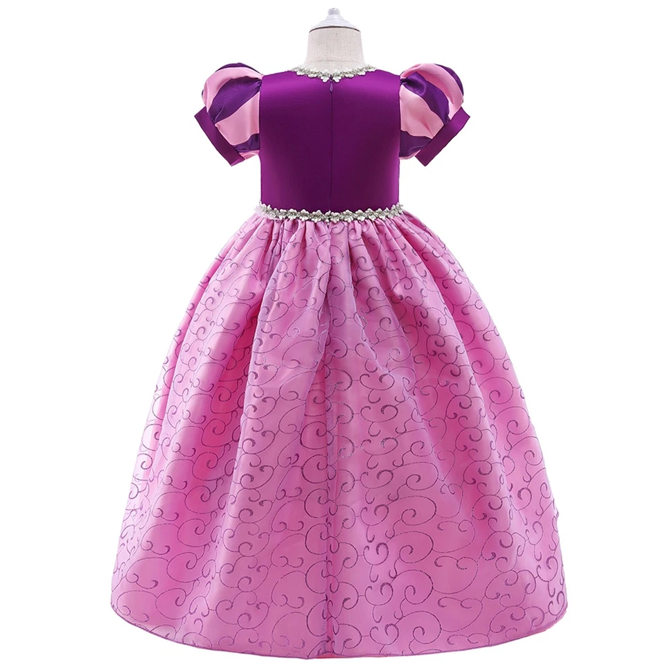 Girls Rapunzel Dress Up Set Princess Costume & Accessories for Party Birthday - Image 2 of 4
