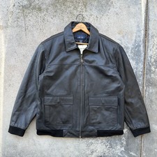 Vintage 2001 Genuine Black Leather Quilt Lined Jacket Nwt Men’s Large