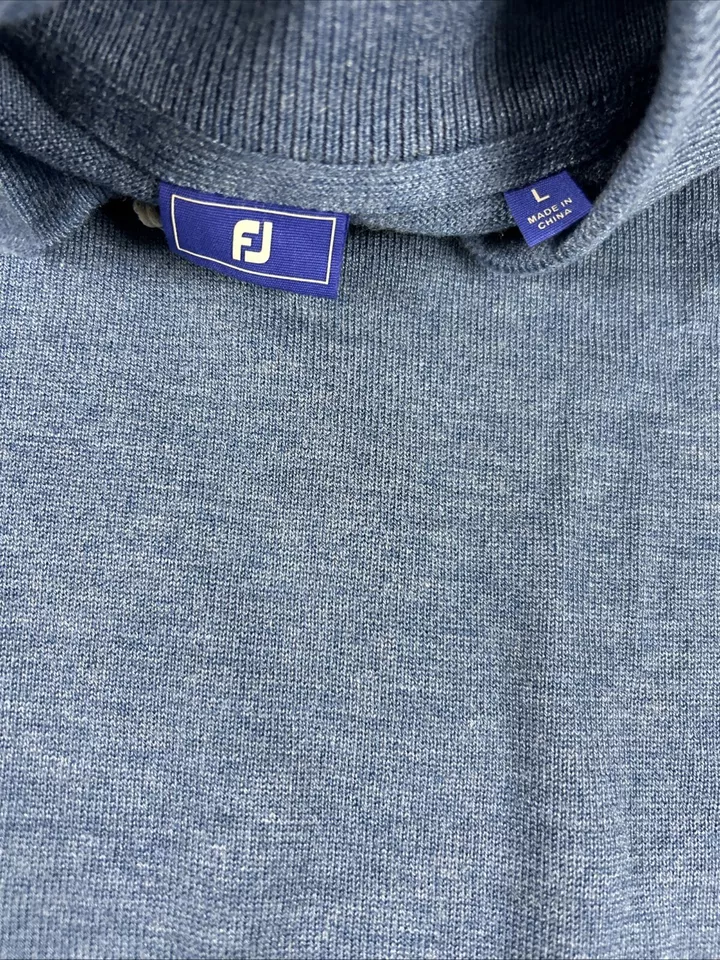 FootJoy Golf Sweater Pullover 1/4 Zip Large Heather Storm Blue Wool MSRP $145 - Image 4 of 4