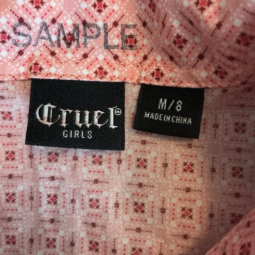 Cruel Girl Button Down Geometric Long Sleeve Shirt Youth Sz M 8 Coral Rodeo - Picture 5 of 6