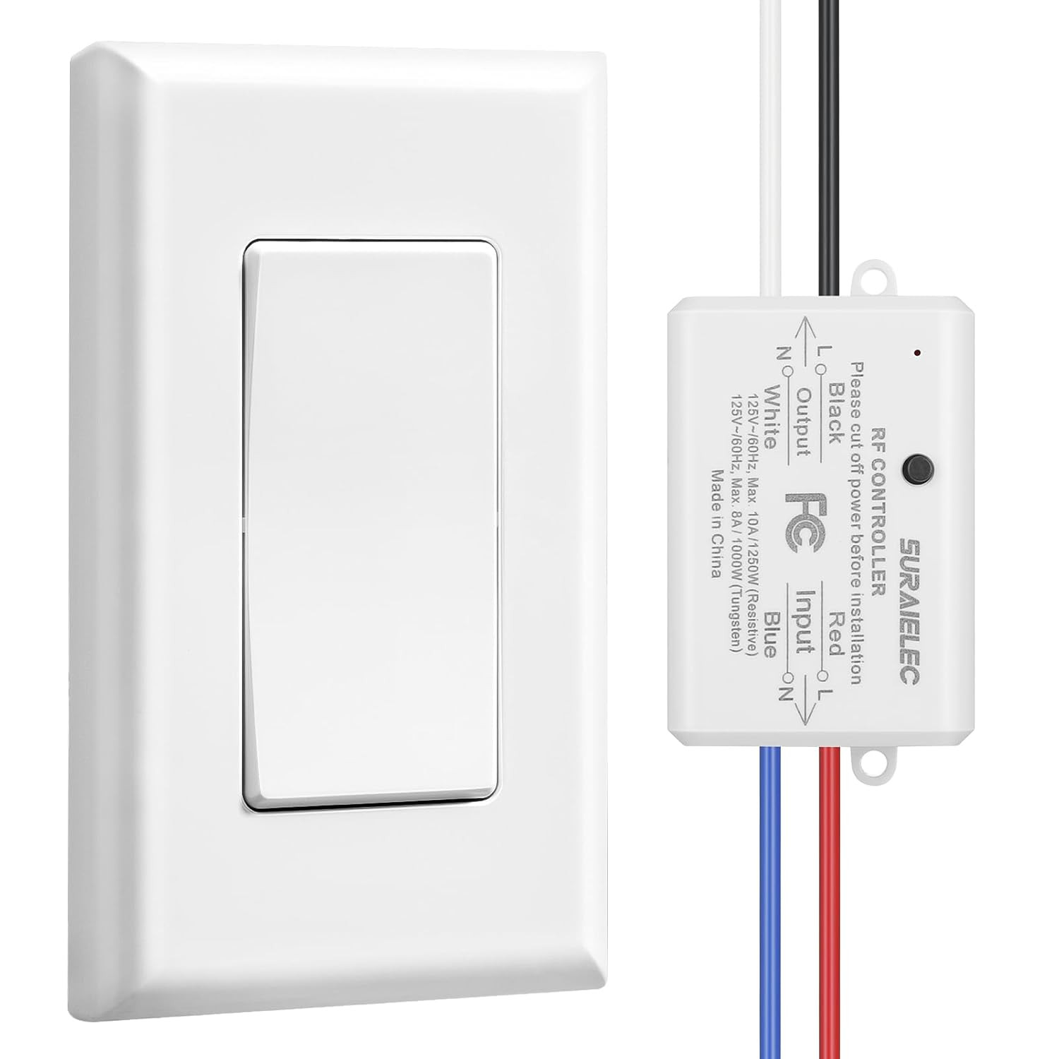 Wireless Remote Light Switch, No Wiring, No Wifi, 100Ft RF Range, Pre-Programmed