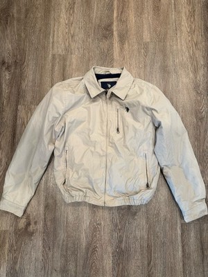 U.S. Polo Assn Jacket Mens S Beige Full Zip Lightweight Fleece Lined Coat 