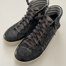 P448 Sneakers Skate Glam Mid Top Women Sz EU 41 US 10 Men 8 Black Leopard Urban