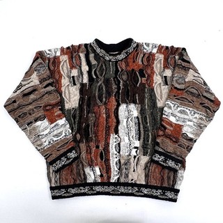 Vintage 90s Coogi Classic 3D Knit Multicolor Sweater Made in Australia Sz M