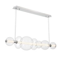 Led HäNgelampe Glas Metall B: 142.1 Cm Groß 3000K Chrom Esszimmer Pendelleuchte