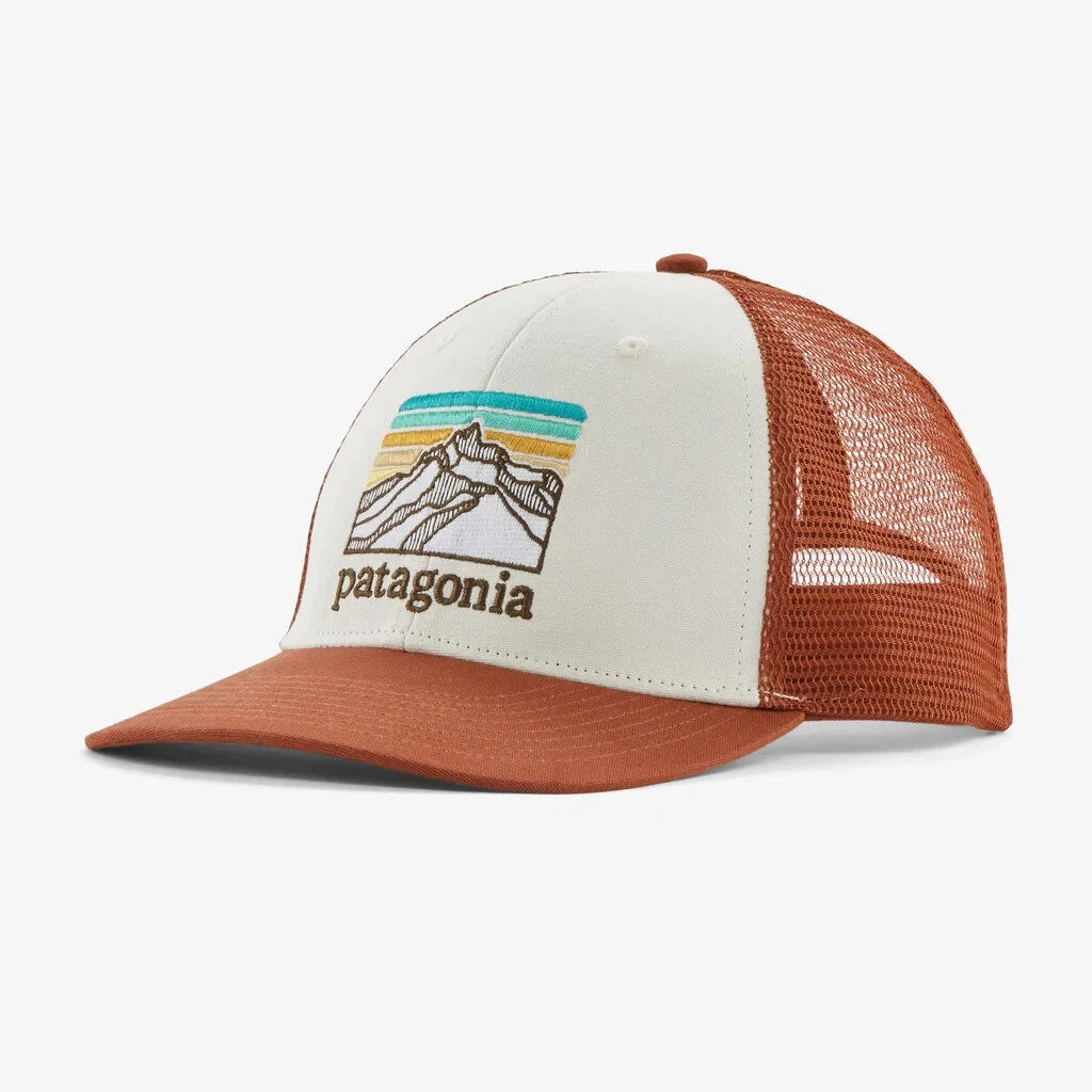 Patagonia Line Logo Ridge LoPro Trucker Hat Men's White Cotton Snap Back DAB155