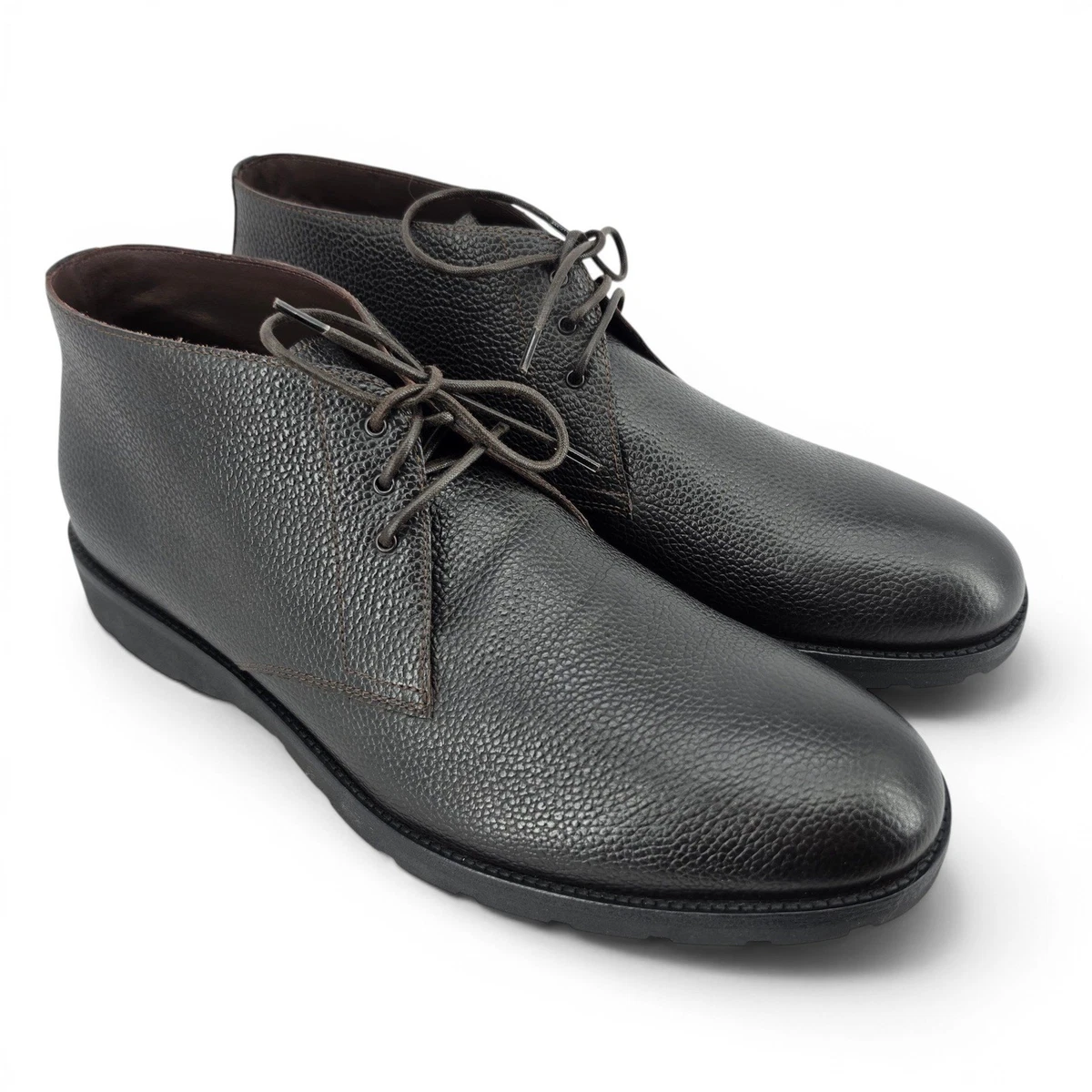 A. Testoni Diffusion Black Pebbled Leather Chukka Boots Men\'s 10 Made in Italy a.testoni Men main image 4