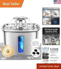 Innovation Award Winner Stainless Steel Cat Water Fountain, 108oz/3.2L Automa...