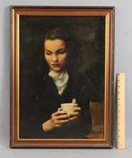 Orig Vintage CLEMENT MICARELLI Portrait Oil Painting Beautiful 1940s Woman, NR