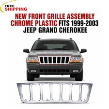 New Front Grille Assembly Chrome Plastic Fits 1999-2003 Jeep Grand Cherokee