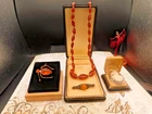 Antique Amber jewelry lot  Art Deco sterling silver brooch Cameo necklace Spider