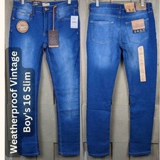 Weatherproof Boys Jeans 16 Blue Slim Straight Comfort Stretch 30 x 29 Indigo NEW