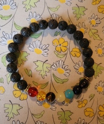 7 Chakra Schwarz Lavastein Heilung Balance Reiki Buddha Gebet Yoga Armband