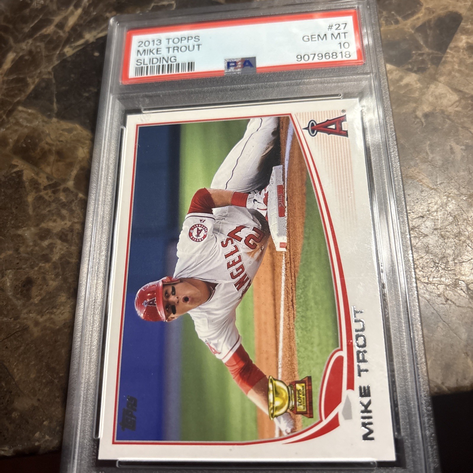 Mike Trout, Sliding #27 - 2013 Topps - PSA 10 GEM MT view 1