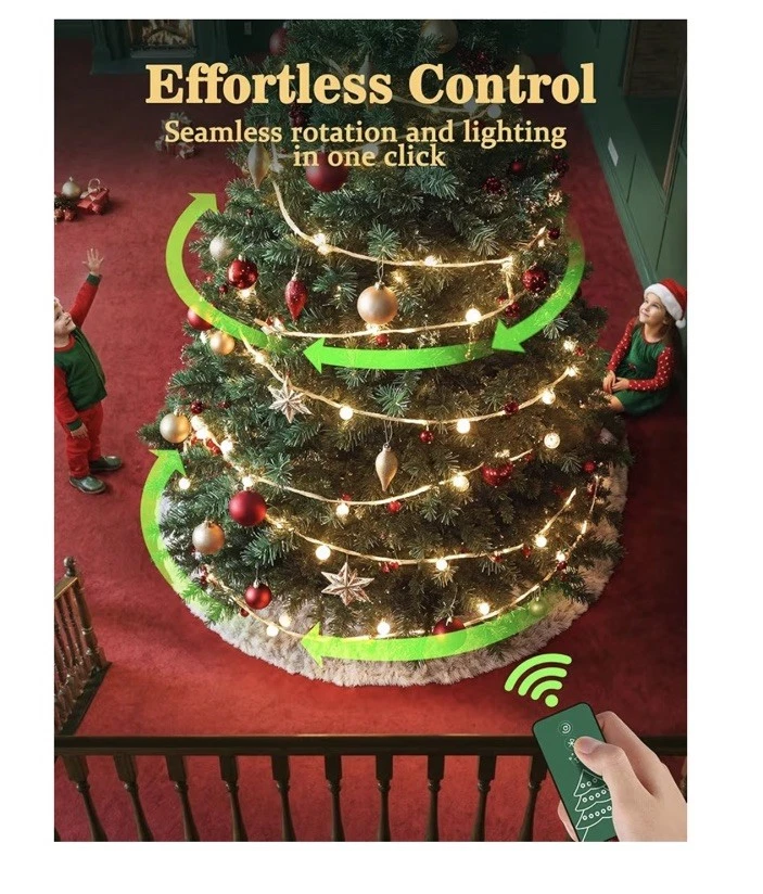 Musical Rotating Christmas Tree Stand, Remote Control, Built-in Outlets - Image 2 of 4