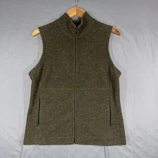 Ibex Vest Womens Large Green Merino Wool Zip Front Made In USA Outdoor Layer