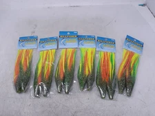 BILLFISHER 6" Tuna Tail Double Skirt Fishing Lure 2 Pack (Green/Yellow) Lot of 6