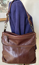 Latico Soft Brown Leather Flap Over Shoulder Bag Hobo Purse Messenger Bag Rare