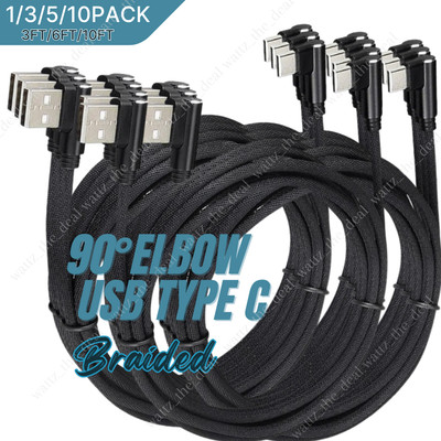 90 Degree Elbow USB A-C Cable Charger Type C Cord For Samsung iPhone 15 16 Lot
