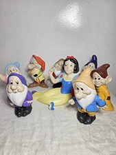 1970s Disney Snow White & the Seven Dwarfs Large Ceramic Figurine Set 