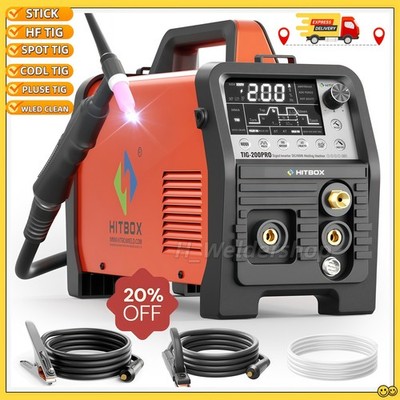 6-in-1 Cold TIG Welding Machine 200A HF/SPOT/PULSE TIG, Stick, Clean 110V/220V