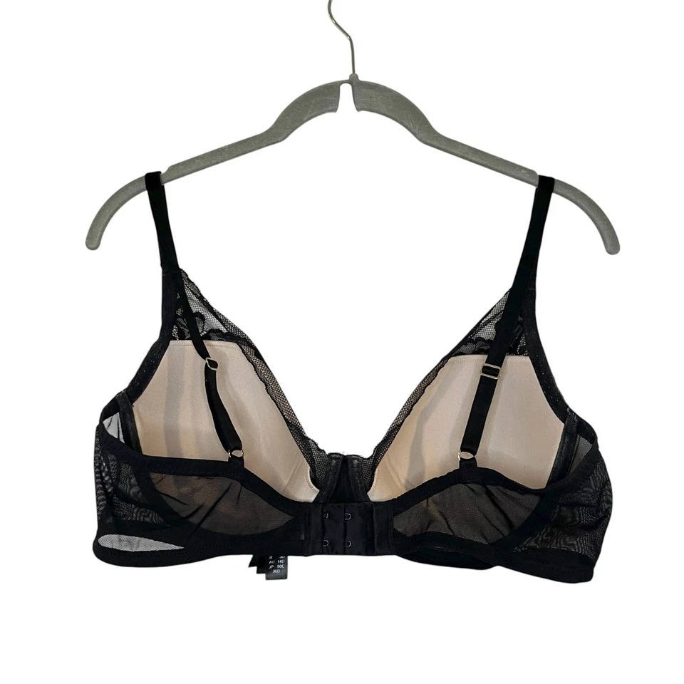Natori Flora Contour Underwire T-Shirt Bra 721150 Black Romantic Size 36D - Image 2 of 4