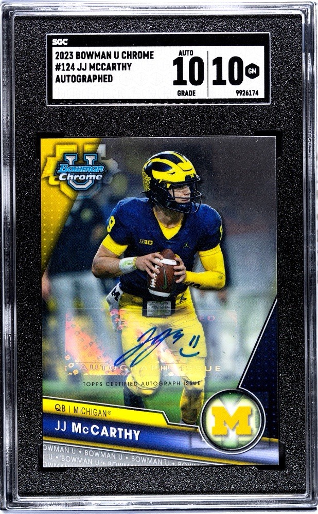 JJ McCarthy RC 2023 Bowman U Chrome Auto SGC 10 Michigan Wolverines Vikings #124