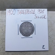 1900 -Threepence 3p - Queen Victoria - 0.925 Silver Coin #2