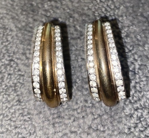 Orecchini Vintage Panetta Clip On Tono Oro Con Strass Rari Spedizione Gratuita! - Foto 2 di 21