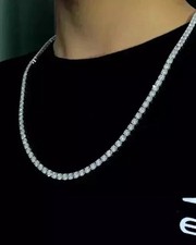 20CT Round 4MM Lab Created Diamond Women Tennis Necklace 14K White Gold Plated