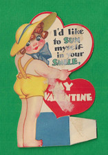 vintage Carrington I'd Like to SUN Myself in Your SMILE MY VALENTINE Card Girl B