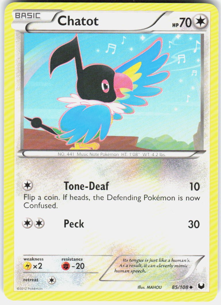 Chatot 85/108 Uncommon Dark Explorers Pokemon LP