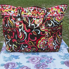 Extra Large Vera Bradley Quilted Floral Tote Weekender Diaper Bag Inner Pockets