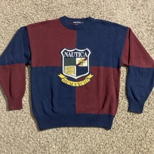 Vintage Nautica Sweater Crewneck Men Size M Preppy Knit Sweater With Logo