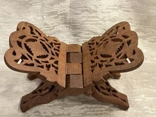 Vintage Hand Carved Wooden Folding Book Display Holder Wooden Stand India --8930