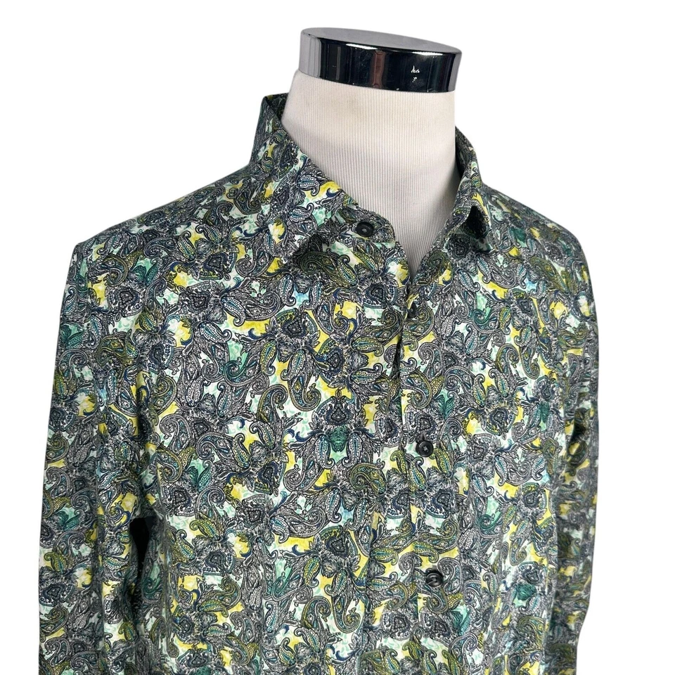 Jared Lang Paisley Shirt Mens 3XL XXXL Multicolor Cotton Button Up Long Sleeve - Image 2 of 4
