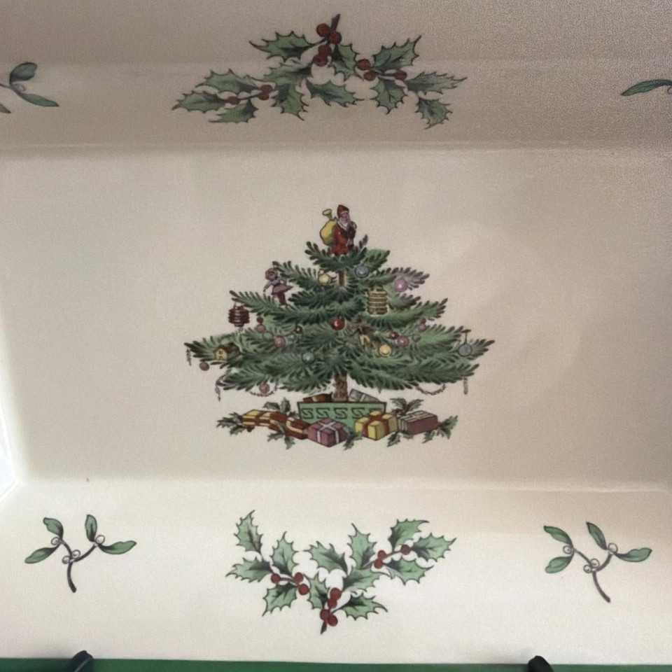 Spode Christmas Tree Rectangular Dish Tray 8.5" England S3324-W Serving Candy - Image 2 of 4